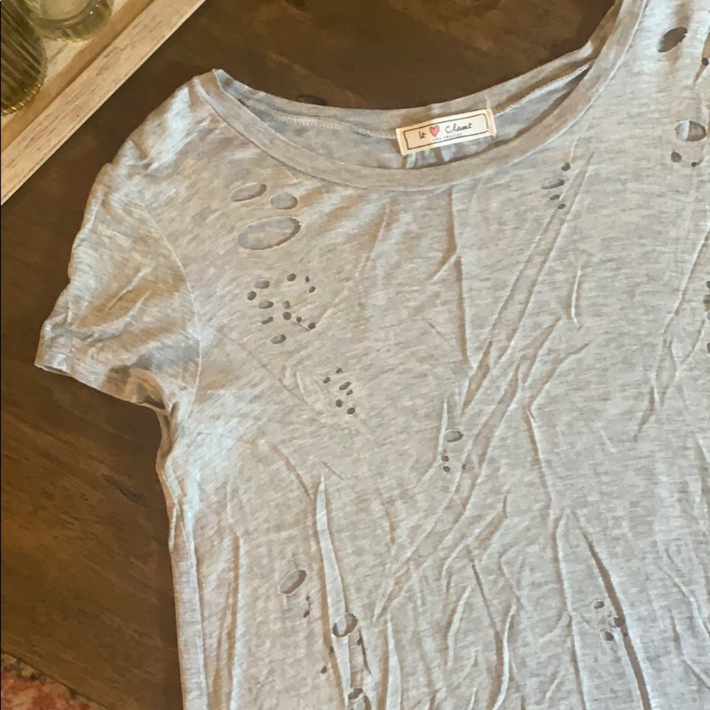 Ripped Up Heather Gray Top 🔥